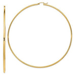 Charger l&#39;image dans la galerie, 14K Yellow Gold 100mm x 2mm Classic Round Hoop Earrings 3.93 inches Extra Large Diameter Giant Super Size Wide
