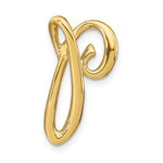 將圖片載入圖庫檢視器 14k Yellow Gold Initial Letter P Cursive Chain Slide Pendant Charm

