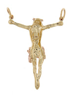 Lataa kuva Galleria-katseluun, 14k Gold Two Tone Corpus Crucified Christ Pendant Charm

