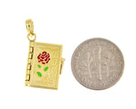 Afbeelding in Gallery-weergave laden, 14K Yellow Gold Enamel Love Flower Book Moveable 3D Pendant Charm
