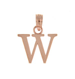 Load image into Gallery viewer, 14K Rose Gold Uppercase Initial Letter W Block Alphabet Pendant Charm
