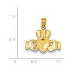 Carregar imagem no visualizador da galeria, 14k Yellow Gold Claddagh Crown Pendant Charm
