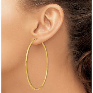 14K Yellow Gold Extra Large Round Endless Hoop Earrings