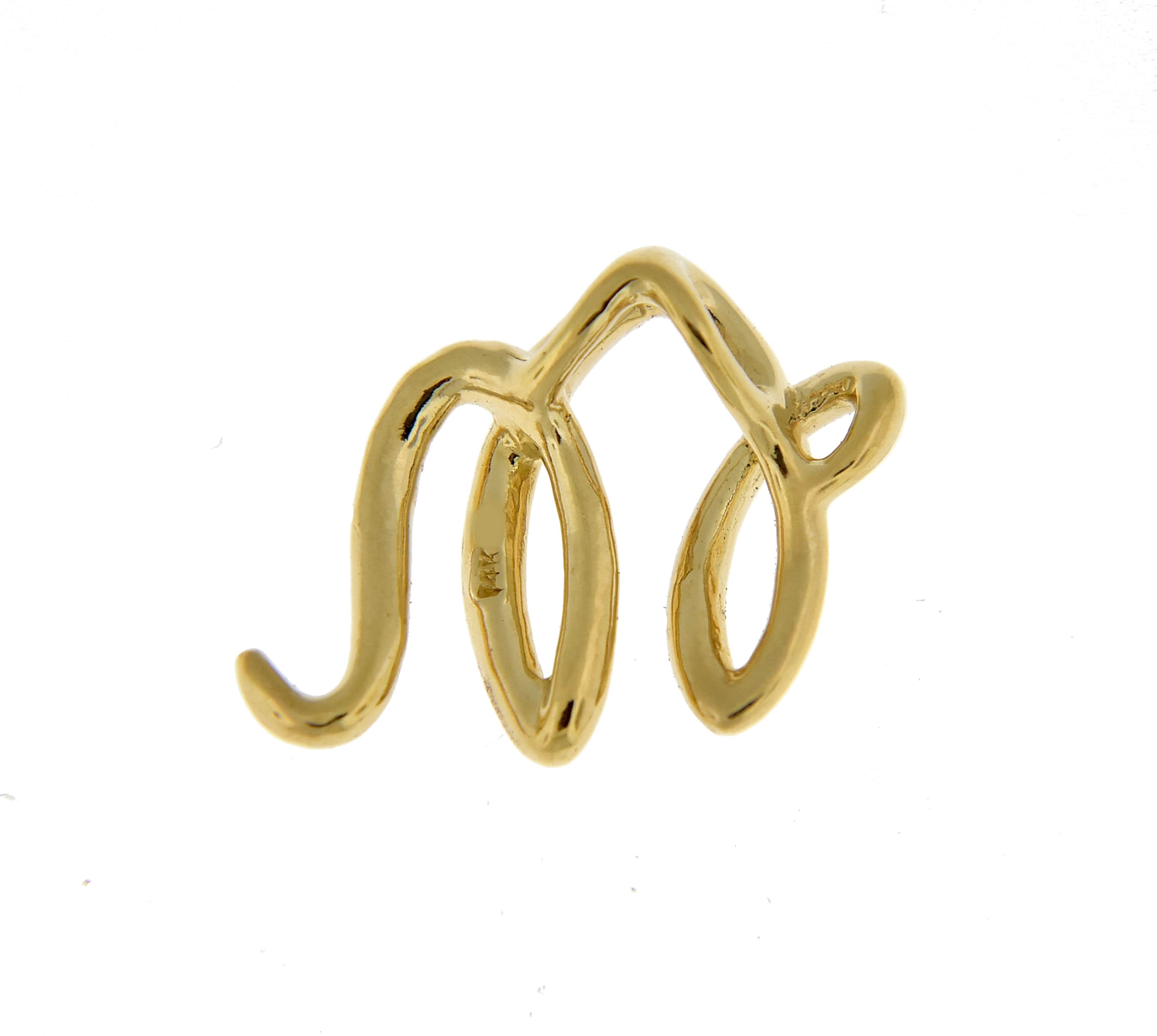 14k Yellow Gold Initial Letter M Cursive Chain Slide Pendant Charm