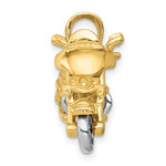 Afbeelding in Gallery-weergave laden, 14k Gold Two Tone Motorcycle 3D Moveable Pendant Charm
