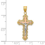 Load image into Gallery viewer, 14k Gold Tri Color Cross Crucifix Pendant Charm
