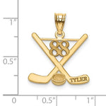 Indlæs billede til gallerivisning 14k Yellow White Gold Sterling Silver Ice Hockey Personalized Engraved Pendant
