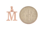 Cargar imagen en el visor de la galería, 14K Rose Gold Uppercase Initial Letter M Block Alphabet Pendant Charm
