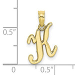 Afbeelding in Gallery-weergave laden, 10K Yellow Gold Script Initial Letter K Cursive Alphabet Pendant Charm
