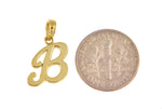 Load image into Gallery viewer, 14K Yellow Gold Script Initial Letter B Cursive Alphabet Pendant Charm
