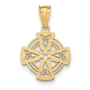 14k Yellow Gold Celtic Knot Cross Pendant Charm