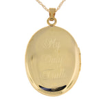 Lade das Bild in den Galerie-Viewer, 14k Yellow Gold Mother Child Blue Agate Cameo Oval Locket Pendant Charm Personalized Engraved Monogram
