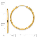 Carica l&#39;immagine nel visualizzatore di Gallery, 14K Yellow Gold 30mm x 2mm Round Endless Hoop Earrings
