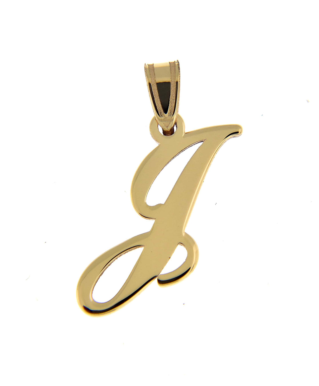 14k yellow gold initial letter j cursive script alphabet pendant charm