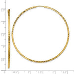 Indlæs billede til gallerivisning 14k Yellow Gold 60mm x 1.35mm Diamond Cut Round Endless Hoop Earrings
