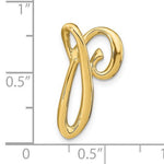 將圖片載入圖庫檢視器 14k Yellow Gold Initial Letter P Cursive Chain Slide Pendant Charm
