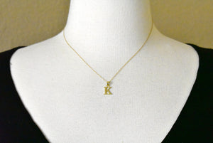 14K Yellow Gold Uppercase Initial Letter K Block Alphabet Pendant Charm