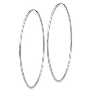 14K White Gold 65mmx1.20mm Extra Large Round Endless Hoop Earrings