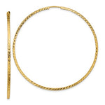 Lataa kuva Galleria-katseluun, 14k Yellow Gold 60mm x 1.35mm Diamond Cut Round Endless Hoop Earrings
