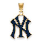 Carica l&#39;immagine nel visualizzatore di Gallery, Sterling Silver Gold Plated Enamel New York Yankees LogoArt Licensed Major League Baseball MLB Pendant Charm
