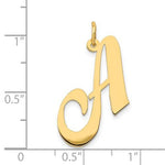 將圖片載入圖庫檢視器 14K Yellow Gold Initial Letter A Cursive Script Alphabet Pendant Charm
