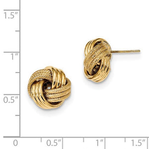 14k Yellow Gold 13mm Classic Love Knot Stud Post Earrings