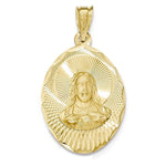 Indlæs billede til gallerivisning 14k Yellow Gold Sacred Heart of Jesus Oval Pendant Charm
