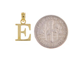 Load image into Gallery viewer, 14K Yellow Gold Uppercase Initial Letter E Block Alphabet Pendant Charm
