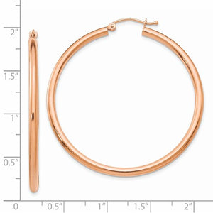 14K Rose Gold 45mm x 2.5mm Classic Round Hoop Earrings
