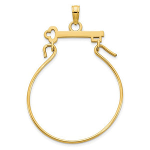 14K Yellow Gold Key Design Charm Holder Pendant