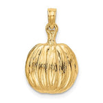 Indlæs billede til gallerivisning 14k Yellow Gold Enamel Pumpkin Halloween Jack O Lantern 3D Pendant Charm
