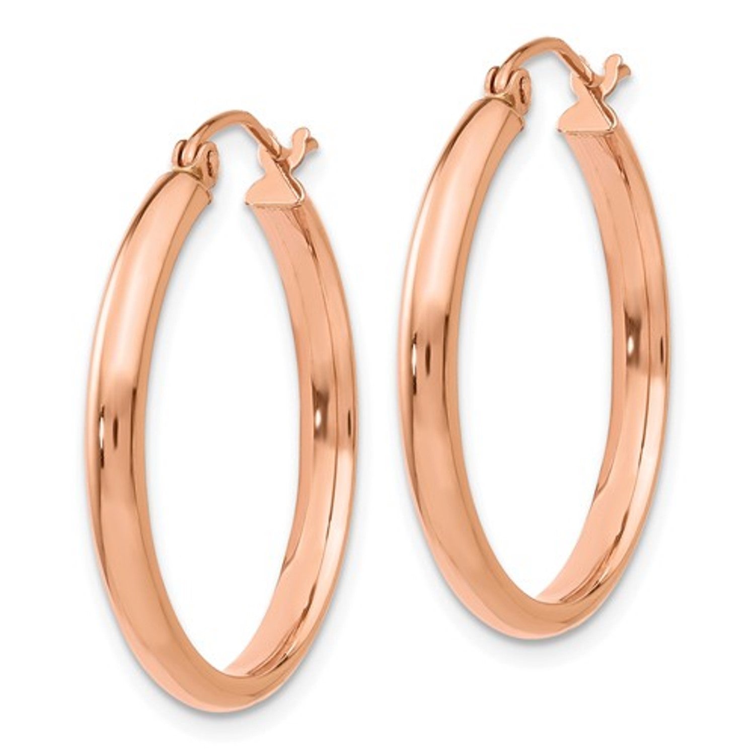 14K Rose Gold 25mm x 2.75mm Classic Round Hoop Earrings