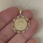 Load and play video in Gallery viewer, 14k Yellow Gold Blessed Virgin Mary Miraculous Medal Pendant Charm
