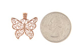 Lataa kuva Galleria-katseluun, 14k Rose Gold Butterfly Pendant Charm

