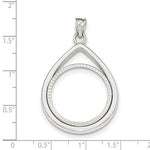Afbeelding in Gallery-weergave laden, 14K White Gold 1/4 oz One Fourth Ounce American Eagle Teardrop Coin Holder Diamond Cut Prong Bezel Pendant Charm Holds 22mm x 1.8mm Coin
