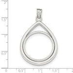 Carregar imagem no visualizador da galeria, 14K White Gold 1/4 oz One Fourth Ounce American Eagle Teardrop Coin Holder Diamond Cut Prong Bezel Pendant Charm Holds 22mm x 1.8mm Coin
