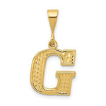 Load image into Gallery viewer, 14K Yellow Gold Uppercase Initial Letter G Block Alphabet Pendant Charm

