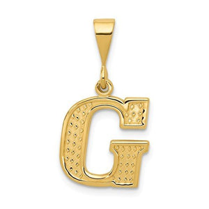 14K Yellow Gold Uppercase Initial Letter G Block Alphabet Pendant Charm