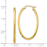 Lataa kuva Galleria-katseluun, 14k Yellow Gold Classic Polished Oval Hoop Earrings
