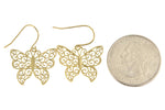 Load image into Gallery viewer, 14k Yellow Gold Butterfly Shepherd Hook Dangle Earrings
