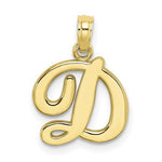 Afbeelding in Gallery-weergave laden, 10K Yellow Gold Script Initial Letter D Cursive Alphabet Pendant Charm
