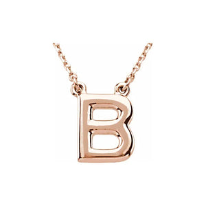 14k Yellow Rose White Gold Block B Uppercase Letter Initial Alphabet Necklace