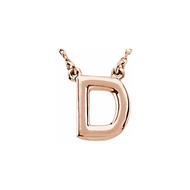 14k Yellow Rose White Gold Block D Uppercase Letter Initial Alphabet Necklace