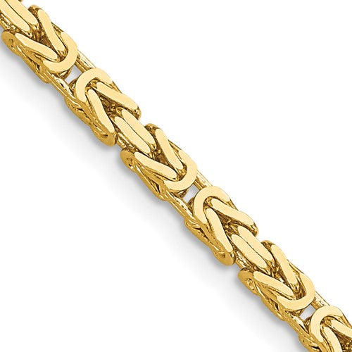 14K Yellow Gold 2.5mm Byzantine Bracelet Anklet Choker Necklace Pendant Chain