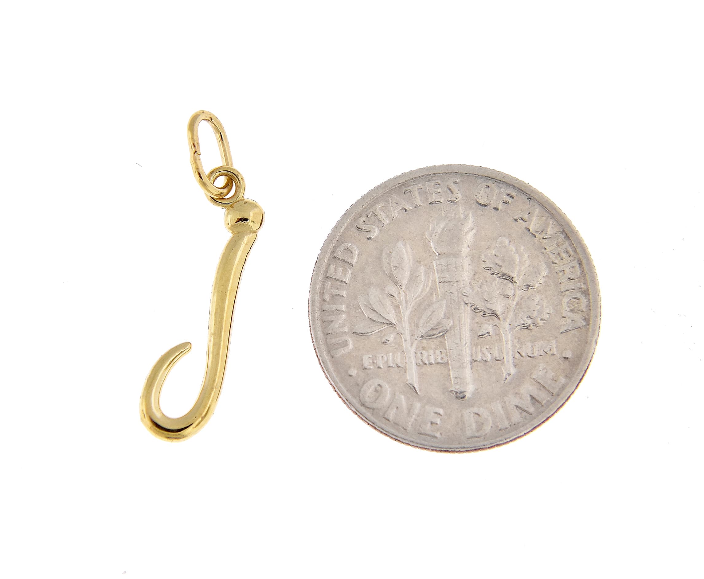 14K Yellow Gold Lowercase Initial Letter J Script Cursive Alphabet Pendant Charm