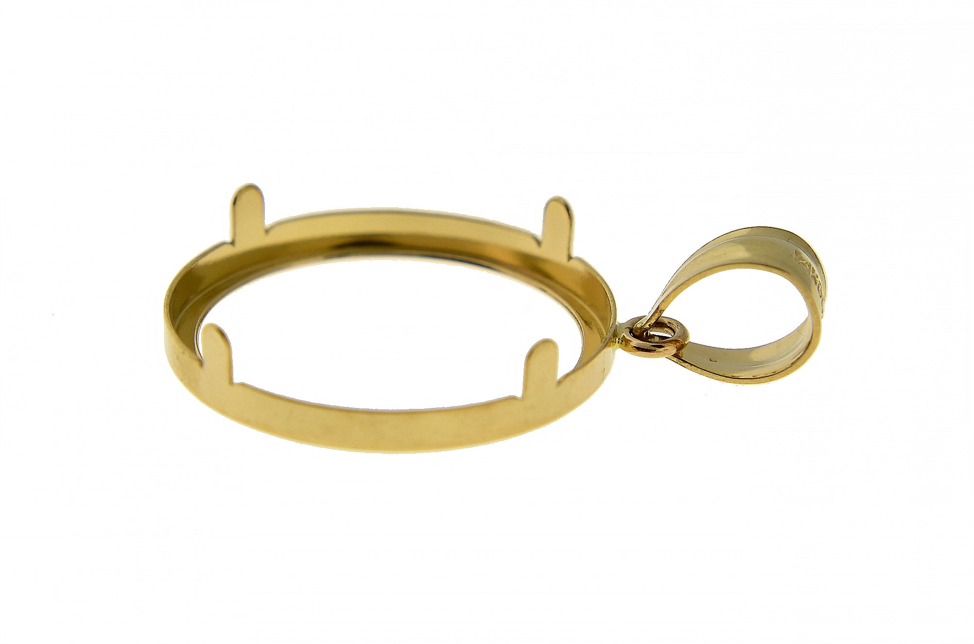 14K Yellow Gold Holds 20mm x 1.7mm Coins or Canadian 1/4 oz Ounce Maple Leaf Coin Holder Tab Back Frame Pendant