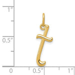 Load image into Gallery viewer, 14K Yellow Gold Lowercase Initial Letter T Script Cursive Alphabet Pendant Charm
