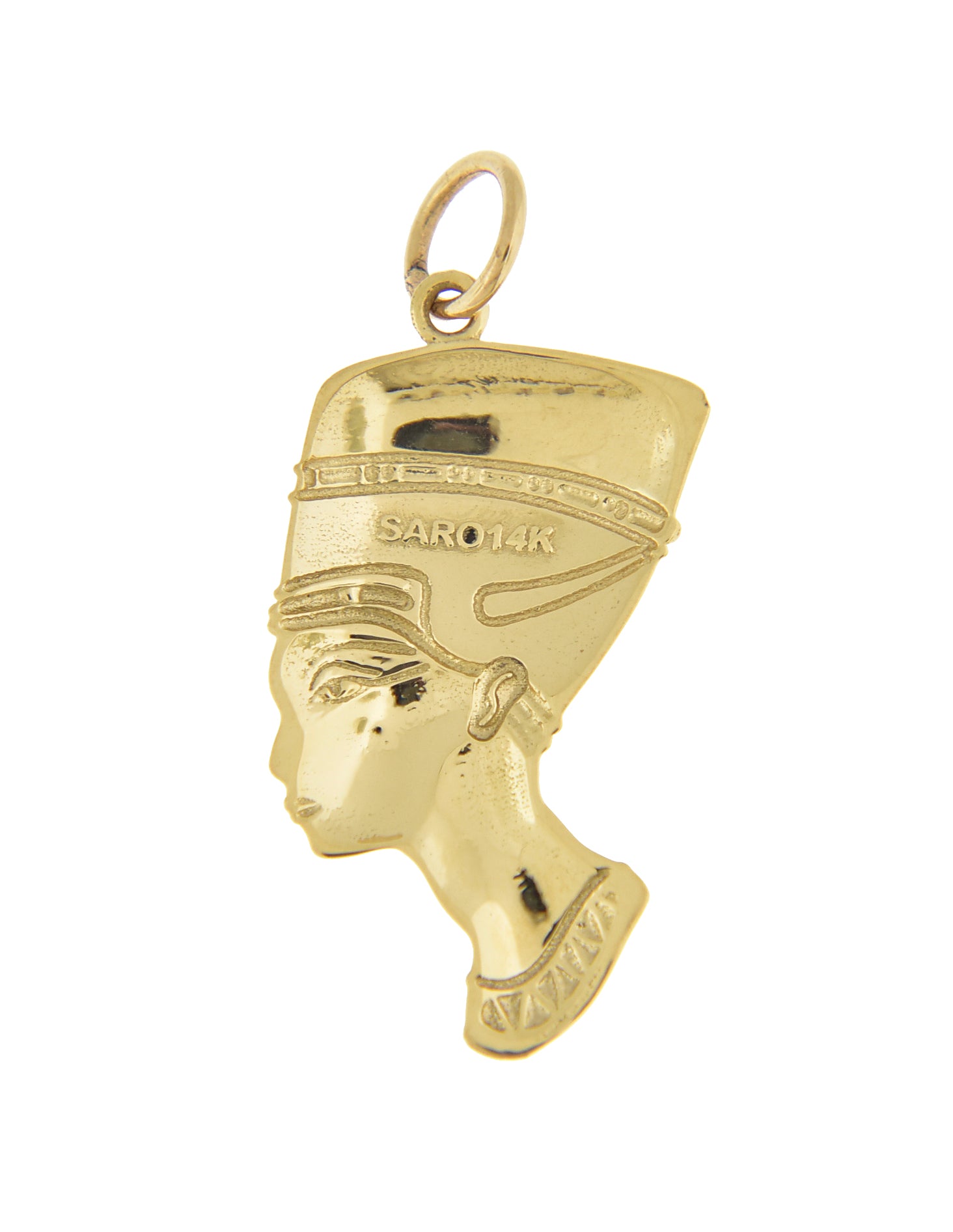 14k Yellow Gold Egyptian Nefertiti Open Back Pendant Charm