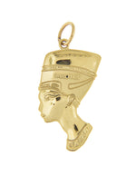 Φόρτωση εικόνας στο εργαλείο προβολής Συλλογής, 14k Yellow Gold Egyptian Nefertiti Open Back Pendant Charm
