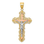 Carregar imagem no visualizador da galeria, 14k Gold Tri Color Cross Crucifix Pendant Charm
